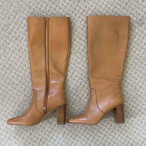 Cognac Leather Boots with Heel